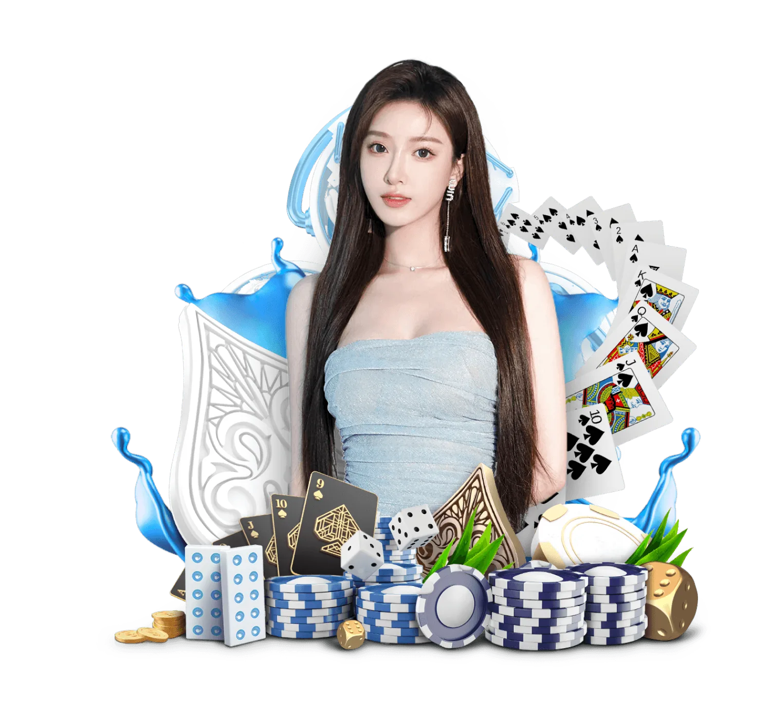 Casino themed figure with playing cards and chips